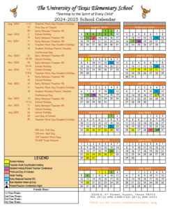 UT Elementary 2024-2025 School Calendar in English