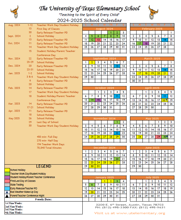 Annual School Calendar - UT Elementary