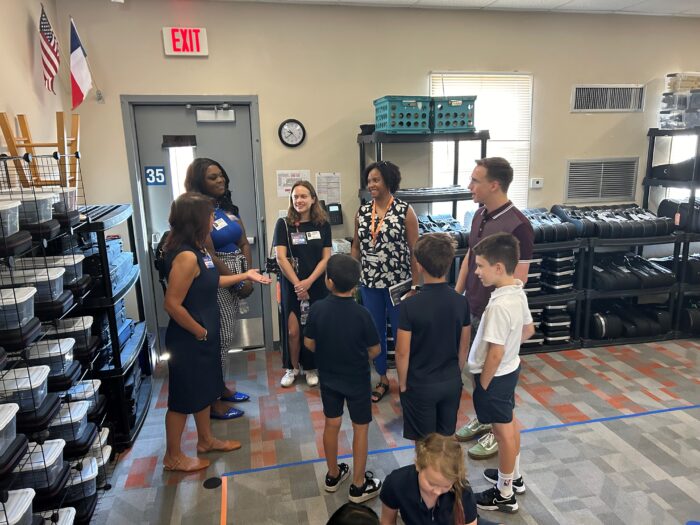 HEB representatives in the Music room with Mr. Marks